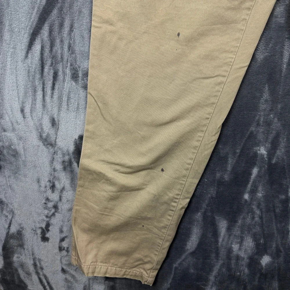 Woolrich Flannel Lined Chino Pants Mens 34x32 Khaki Good Plaid Insulated Cotton